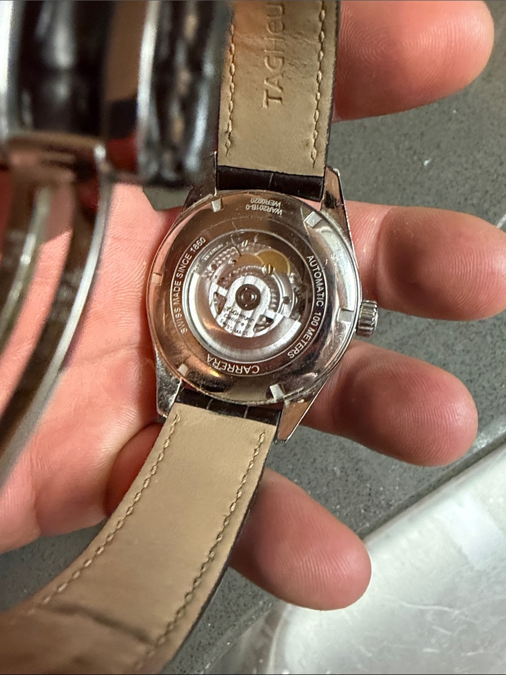 Tag Heuer Carrera Silver Case with Cream Dial and Brown Strap - Picture 2 of 3